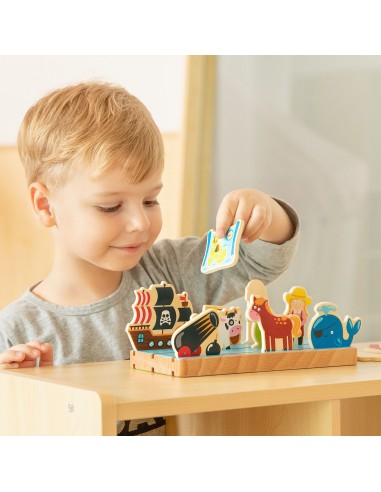 Drewniana układanka 2w1 nauka odległości Viga - edukacja Montessori