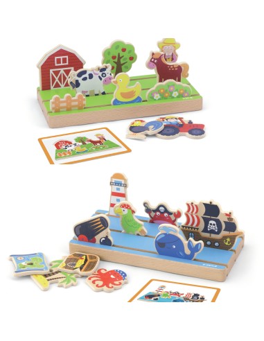 Hölzernes 2-in-1-Puzzle Entfernungslernen Viga – Montessori-Lernen
