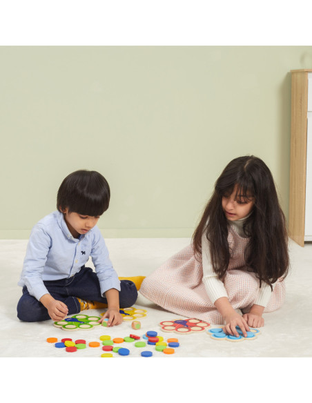 VIGA Drewniana Gra Dopasuj Kolory Pawi Ogon Montessori + Karty