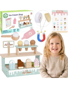 WOOPIE GREEN Wooden Ice Cream Parlor 16 pcs - Ice Cream Set