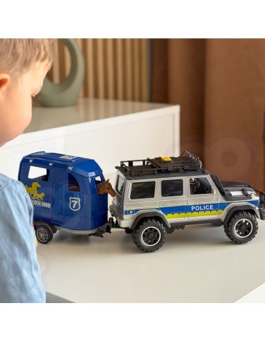 Polizeigeländewagen mit Anhänger Lichter und Sound von WOOPIE