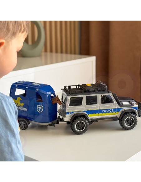 Polizeigeländewagen mit Anhänger Lichter und Sound von WOOPIE