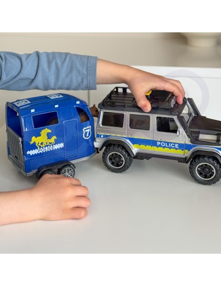 Samochód Policyjny Terenowy z Przyczepą Światła i Dźwięk od WOOPIE