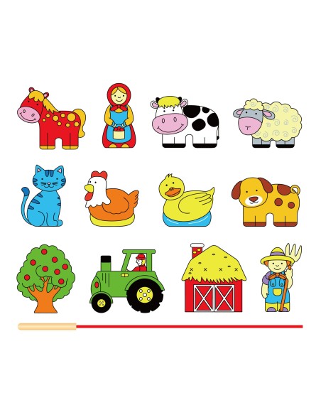 VIGA Wooden Threading Blocks Farm – Interlacing 24m+