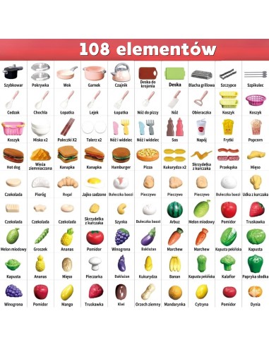 WOOPIE Virtuvės rinkinys 108 el. – žaidimo reikmenys gaminimui