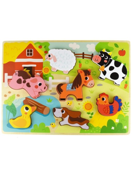 Drewniane Puzzle Montessori Farma Zwierzątka Tooky Toy- Pierwsza Nauka