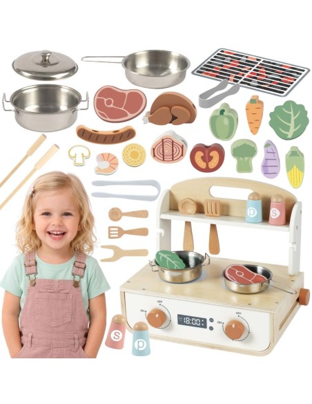 Drewniana Kuchnia z Grillem Tooky Toy - edukacyjna zabawka dla dzieci.