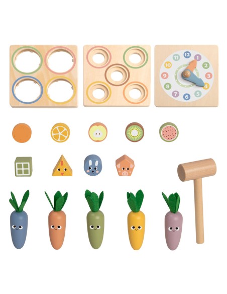 Holz-Bildungswürfel 5 in 1 Tooky Toy – Sorter und Uhr für Kinder