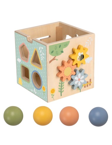 Holz-Bildungswürfel 5 in 1 Tooky Toy – Sorter und Uhr für Kinder