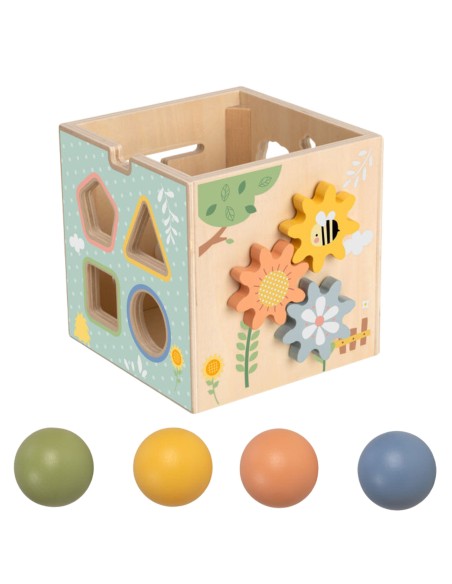 Holz-Bildungswürfel 5 in 1 Tooky Toy – Sorter und Uhr für Kinder