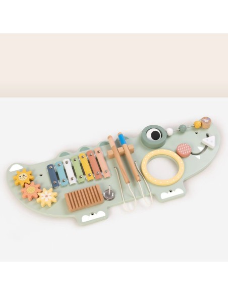 Medinė manipuliacinė lenta Krokodilas TOOKY TOY - muzikinis žaislas