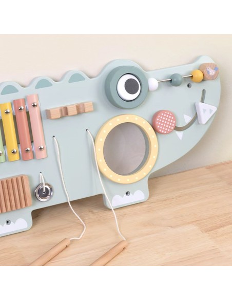Medinė manipuliacinė lenta Krokodilas TOOKY TOY - muzikinis žaislas