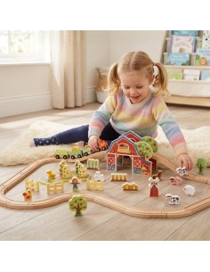 Medinis ūkio traukinukas TOOKY TOY - 48 dalių rinkinys 2