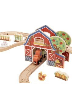 TOOKY TOY Wooden Farm Train - Set of 48 pieces 2