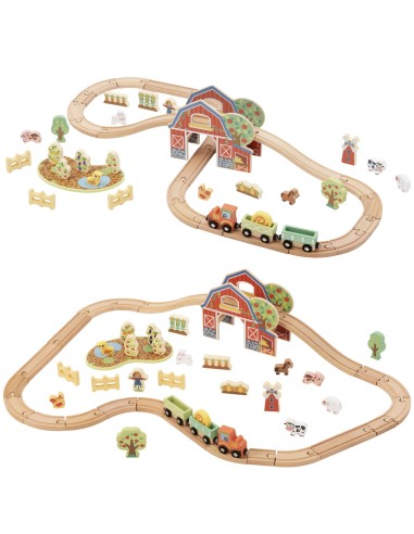 Holz-Eisenbahn Farm TOOKY TOY – Set, 48-teilig