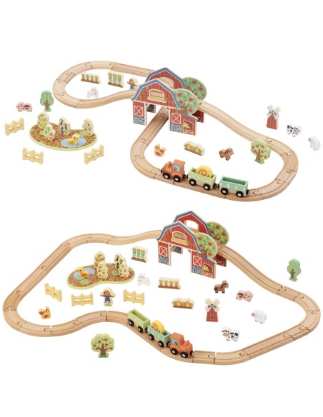 Holz-Eisenbahn Farm TOOKY TOY – Set, 48-teilig