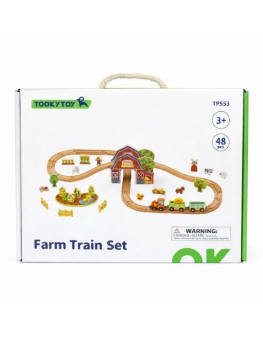 Holz-Eisenbahn Farm TOOKY TOY – Set, 48-teilig