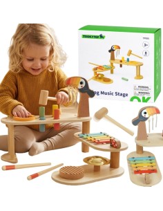 Tooky Toy Educational Music Table Wooden Instruments 8 pcs.