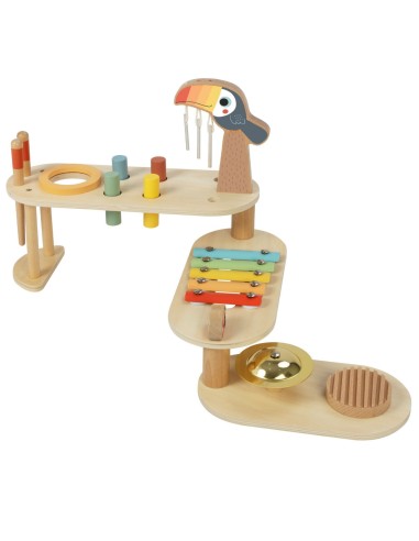Edukacinis muzikinis staliukas TOOKY TOY, mediniai instrumentai, 8 elementai
