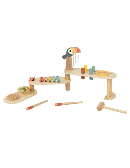 Edukacinis muzikinis staliukas TOOKY TOY, mediniai instrumentai, 8 elementai