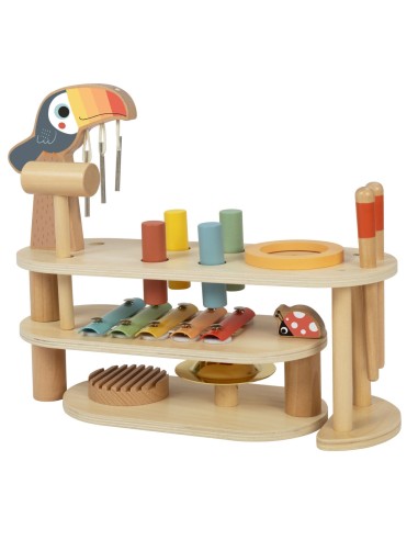 Edukacinis muzikinis staliukas TOOKY TOY, mediniai instrumentai, 8 elementai