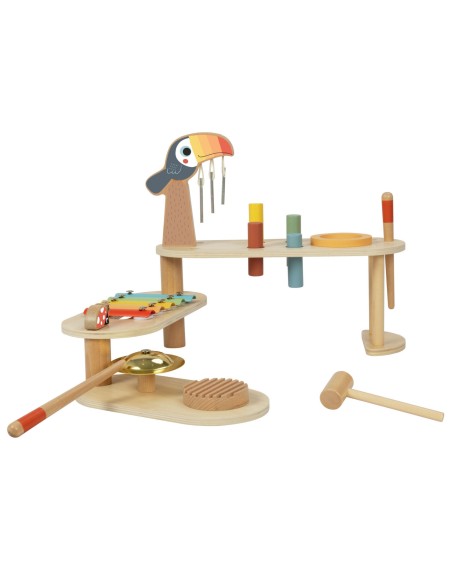 Edukacinis muzikinis staliukas TOOKY TOY, mediniai instrumentai, 8 elementai