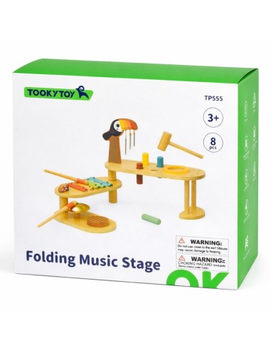 Edukacinis muzikinis staliukas TOOKY TOY, mediniai instrumentai, 8 elementai