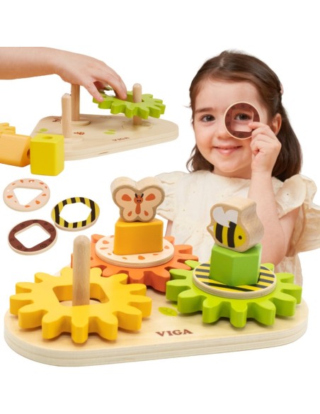 VIGA Holz-Sorter Zahnräder „Kształty i Mechanizmy“