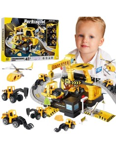 Construction Company Parking Lot with Cars and a Helicopter - Fun with Woopie