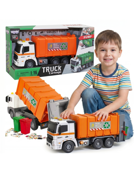 WOOPIE Interactive Garbage Truck 1:16 with Sound Effects