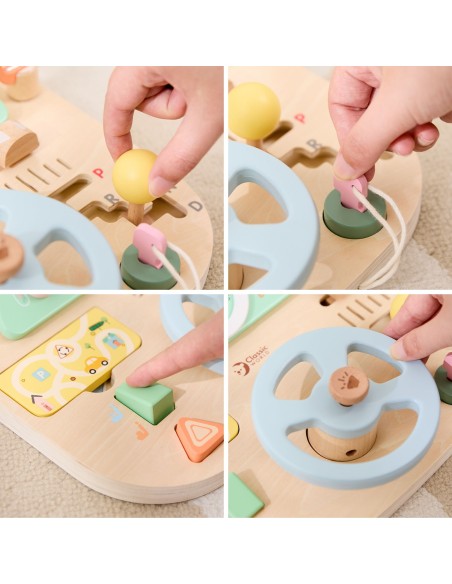 Drewniana Tablica Manipulacyjna CLASSIC WORLD - Kierownica Motoryczna