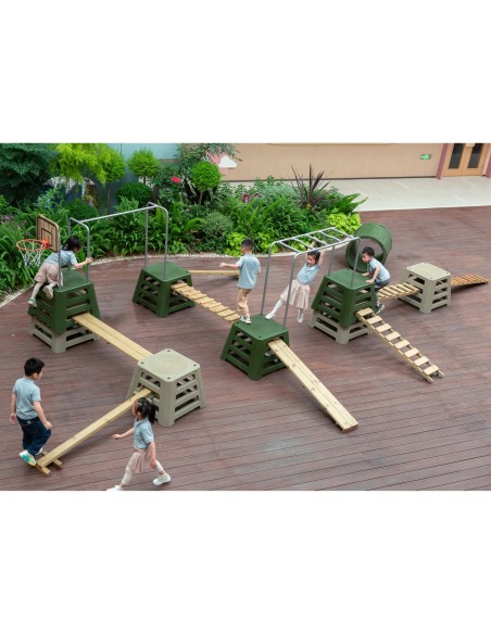 CLASSIC WORLD Wooden Ramp Footbridge - motor skills development