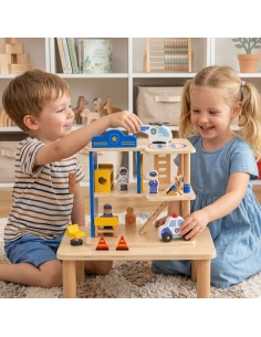 VIGA Drewniany 3 Piętrowy Posterunek Policyjny Zestaw 2