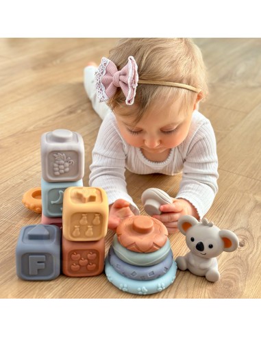 Weiche sensorische Bausteine WOOPIE BABY 3in1 Bär – Sicherheit und Spiel