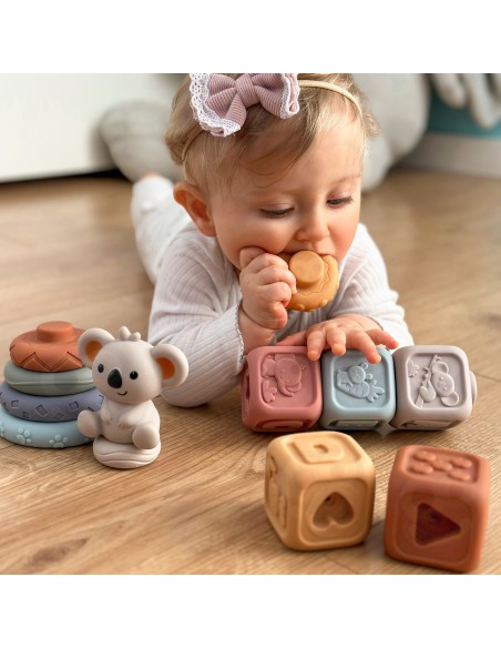 Weiche sensorische Bausteine WOOPIE BABY 3in1 Bär – Sicherheit und Spiel