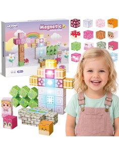 Woopie magnetinės kaladėlės 48 el. | Montessori 3D konstruktorius