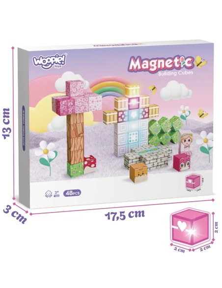 Woopie magnetinės kaladėlės 48 el. | Montessori 3D konstruktorius