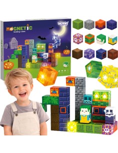 WOOPIE Magnetbausteine Leuchtend Halloween 63-tlg. – Bau aus Würfeln