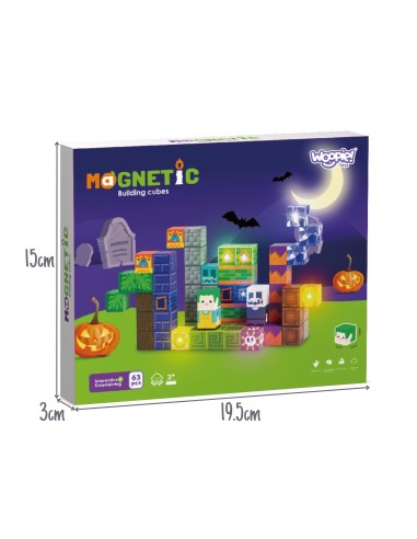 WOOPIE Magnetbausteine Leuchtend Halloween 63-tlg. – Bau aus Würfeln