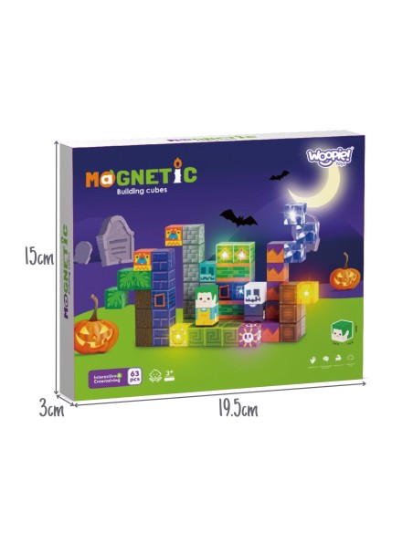 WOOPIE Magnetbausteine Leuchtend Halloween 63-tlg. – Bau aus Würfeln