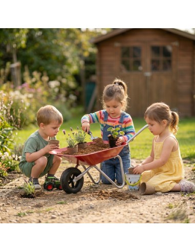 CLASSIC WORLD EDU Metal Wheelbarrow for Sandbox and Garden