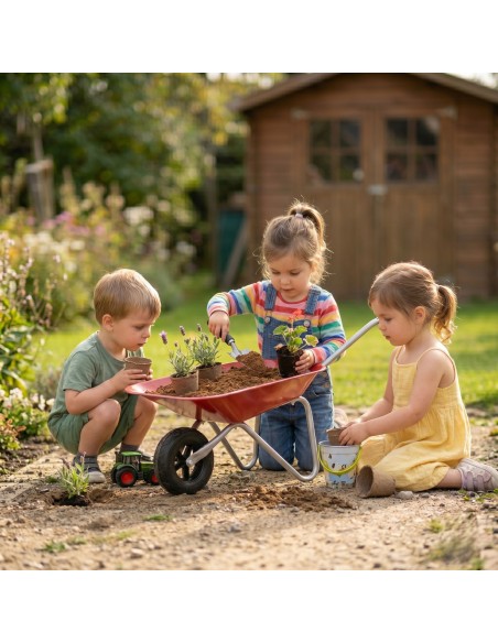 CLASSIC WORLD EDU Metall-Schubkarre für Sandkasten und Garten