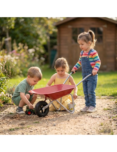 CLASSIC WORLD EDU Metal Wheelbarrow for Sandbox and Garden