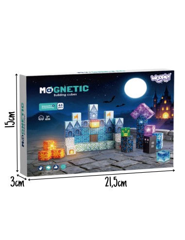 WOOPIE magnetinės konstravimo kaladėlės Pikselių pilis 63 el.