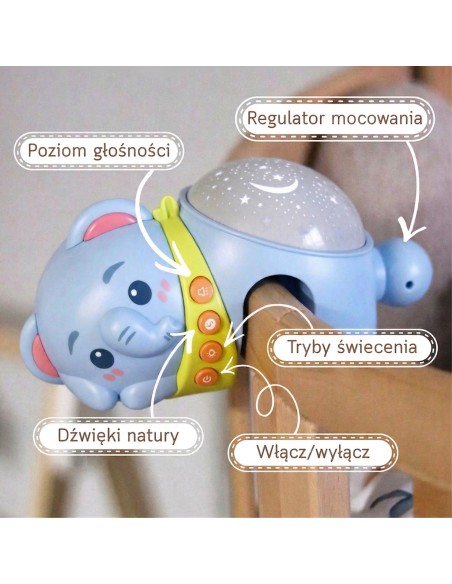 Elefant-Projektor mit Melodien und Nachtlampe Einschlafhilfe für Kinder Woopie