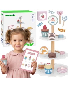 Patera Słodkości Drewniany Stojak Babeczki Ciasta Tooky Toy Edukacyja