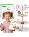 TOOKY TOY Sweets Platter Wooden Stand for Cupcakes and Cakes