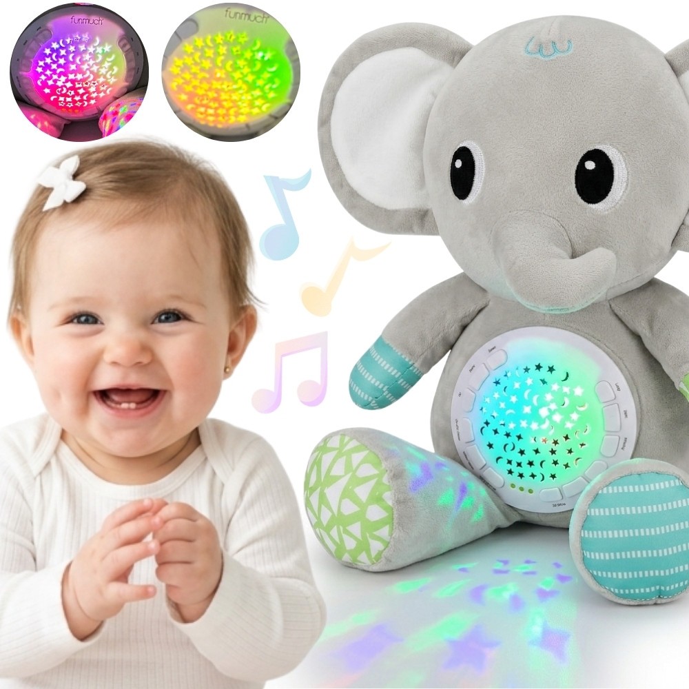 WOOPIE BABY Elefant Gosedjur med Projektor och 12 Lugnande Melodier