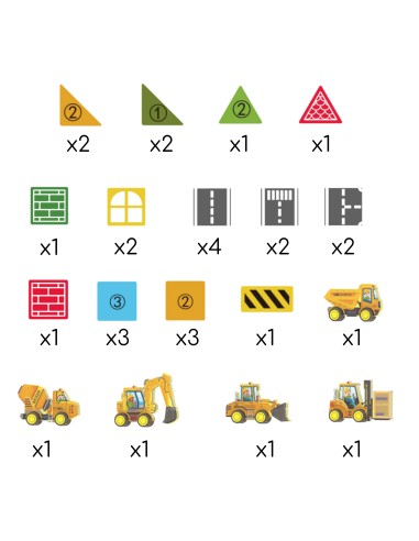 Magnetinių kaladėlių rinkinys su statybinėmis transporto priemonėmis Woopie