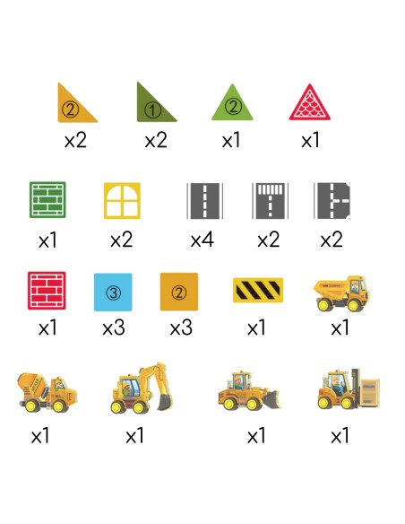 Magnetinių kaladėlių rinkinys su statybinėmis transporto priemonėmis Woopie